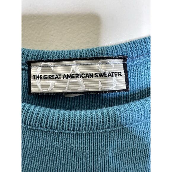 Vintage Great American Sweater Size Large Ribbed Short Sleeve Cropped South West - Picture 2 of 4